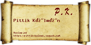 Pittik Kálmán névjegykártya